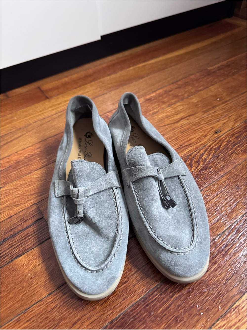 Grey Suede Tassel Loafers